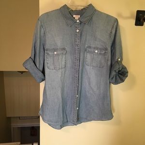 J crew button down chambray shirt!